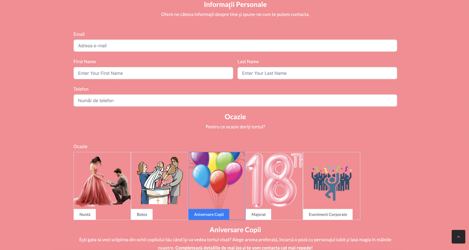 Cofetăria de vis - Configurator
